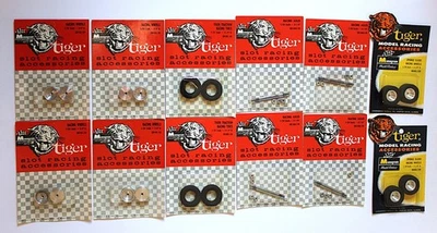 12-1960's MONOGRAM SLOT CAR PARTS  PACKS- SLICKS, TIRES, WHEELS & AXLES !! - Image 1 of 4