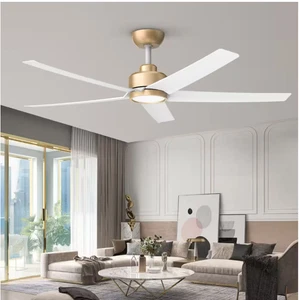 LED Ceiling Fan 52 in. Indoor Outdoor Gold White Remote 3 CCT Light QRMOK - Picture 1 of 8