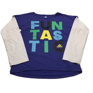 Adidas Girls Shirt Size 6X Purple/White Long Sleeved Funtastic - Picture 1 of 4