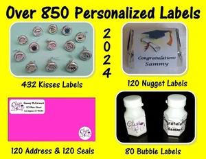 Graduation Hershey Kiss Labels - Asst Sizes - Personalized - Party Favors - 2024 - Picture 1 of 76