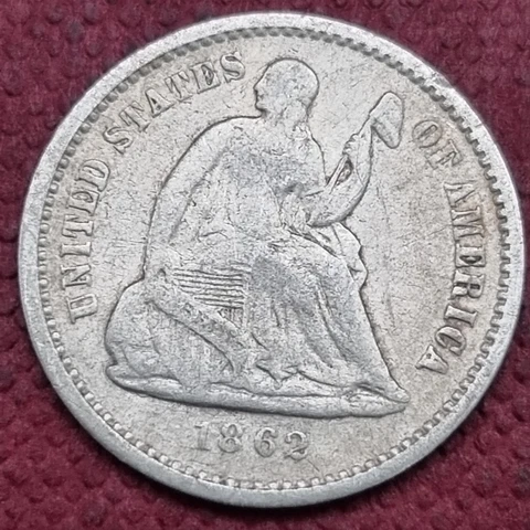 1862 Seated Liberty Half Dime 5c Better Grade VF + #58584 Cover