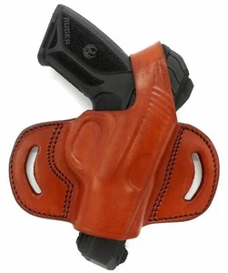 TAGUA Right Hand Brown Black Leather Mini Thumb Break Belt Holster - Choose Gun - Picture 1 of 13