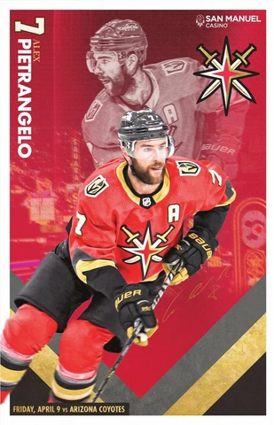 Alex Pietrangelo game poster 4/9/21 vs. Arizona Coyotes measures 11 by 17 Cover