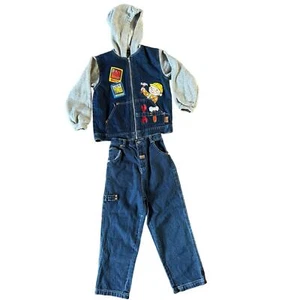 Vintage Bob The Builder denim jacket and jeans pants size 7 - Picture 1 of 10