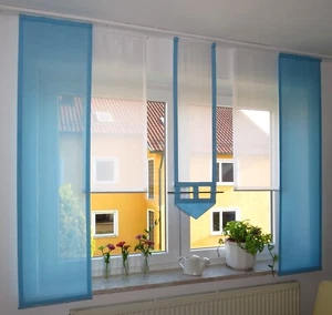 Gardinenset  5 teilig modern Flächenteile Gardine Paneel türkis Schiebevorhang - Bild 1 von 13