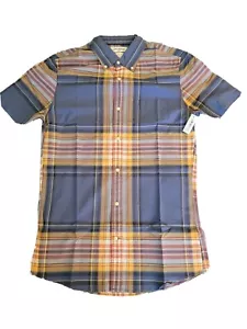 New Mens Goodthreads Plaid Short Sleeve- Slim Fit- Long torso Shirt Lightweight - Picture 1 of 7