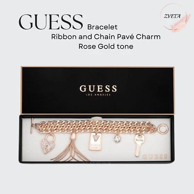 GUESS, лента и цепочка Pavé подвеска розового золота тон, браслет - Изображение 1 из 3