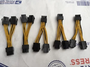 5 pcs Dual 6 Pin Female To 8 Pin Male PCIE VGA Power Cable for NVIDIA ATI RADEON - Picture 1 of 4