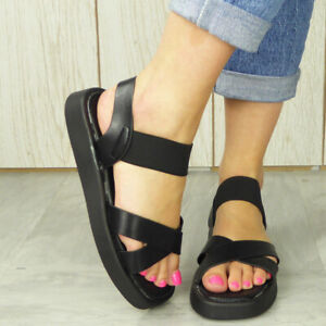 Flatform Sandals Ladies Shoes Elastic Strap Comfy Womens Summer  Strap New Sizes