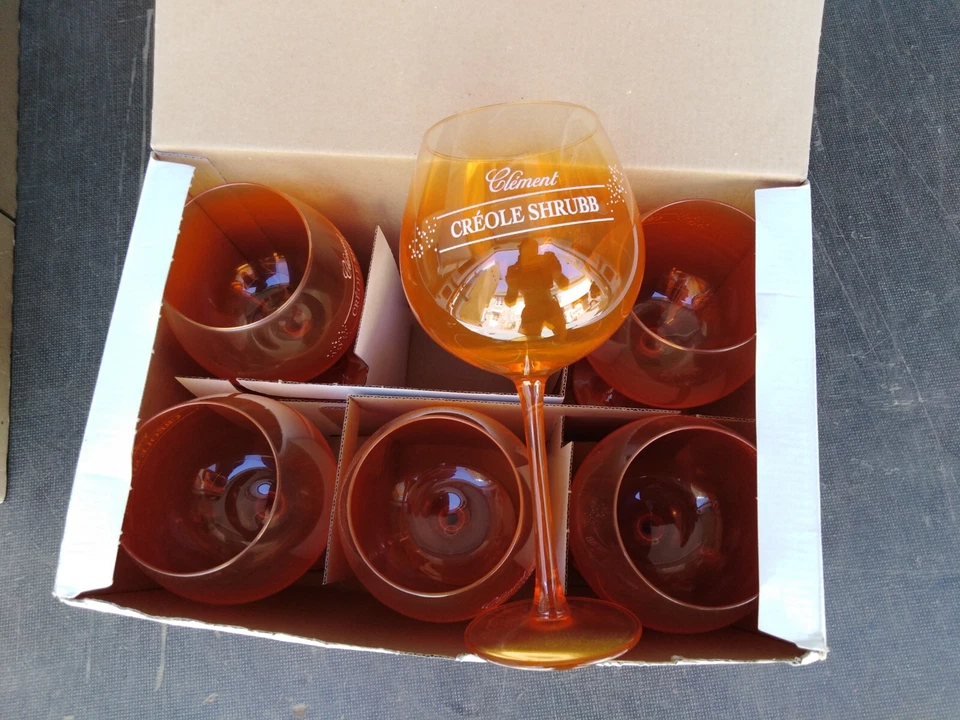 6 grands verres pieds rhum Clément en verre créole shrubb no ricard Havana club - Photo 1/1