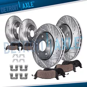 For 2011 - 2015 Hyundai Sonata Kia Optima Front Rear Drilled Rotors Brakes Pads - Picture 1 of 11