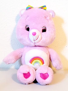 2007 Care Bears CHEER BEAR Rainbow Pink Bow Stuffed Plush Jakks Pacific 14" - Picture 1 of 6