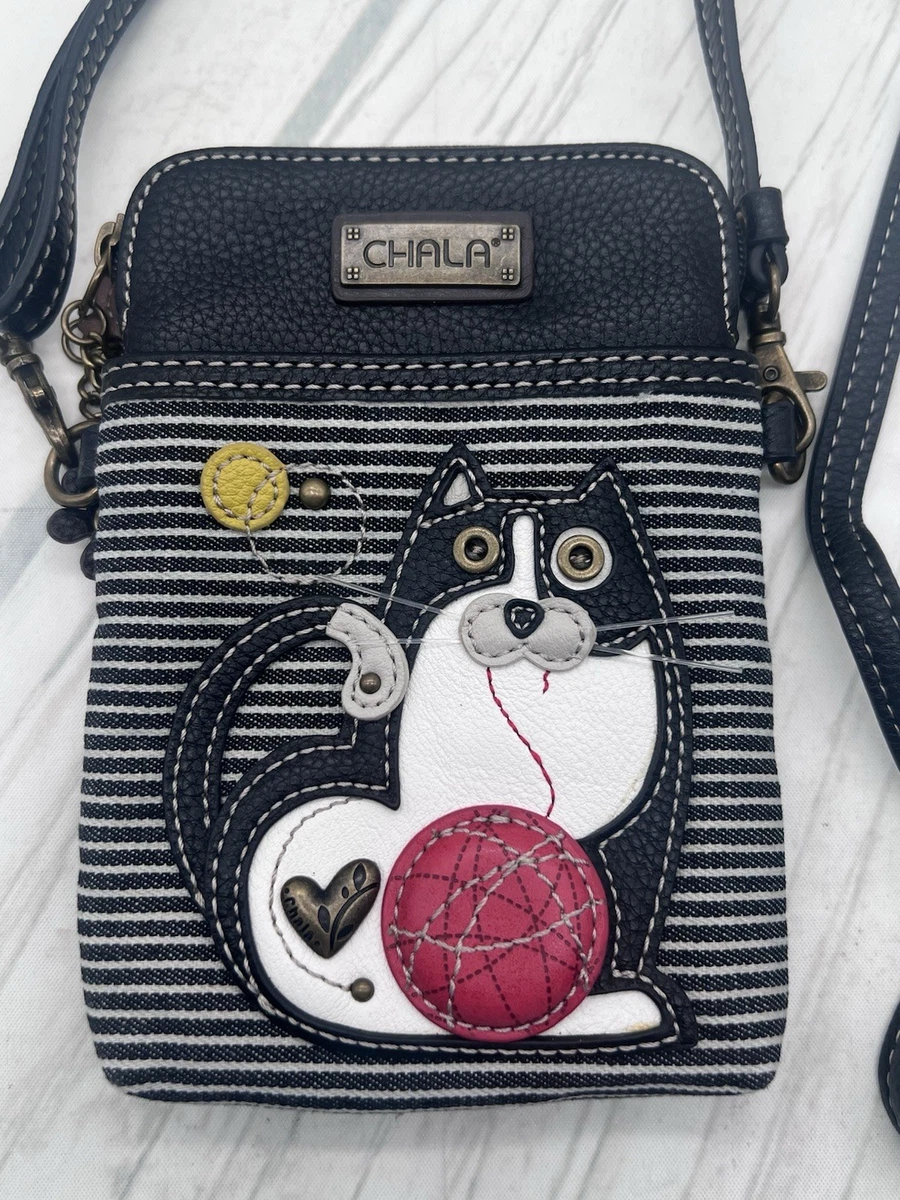 Chala Handbags Bears Cellphone Crossbody Bag - Olive Stripe Bear Design, 5x7.5x1 Inches, PU Leather