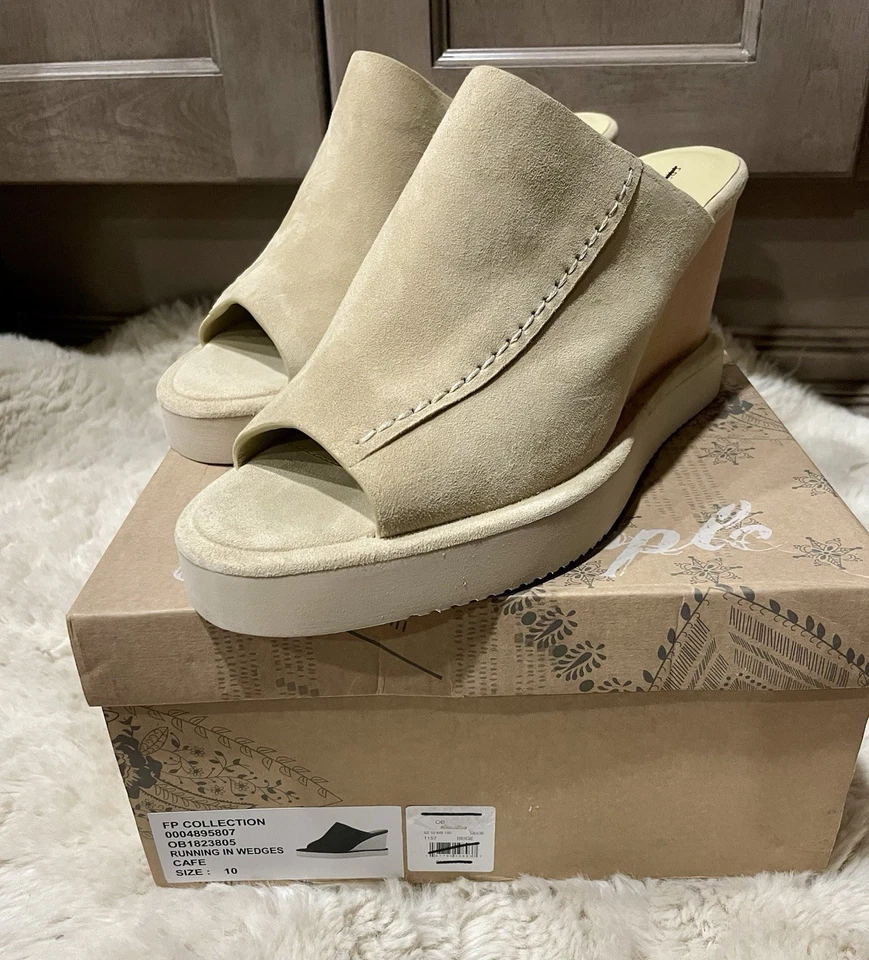 FP коллекции, работает на танкетке, замшевая платформа на танкетке сандалии, кафе - Изображение 1 из 4