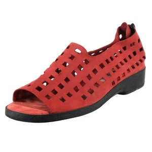 Vintage 90er NORDSTROM Sandalen rot Nubukleder Gr. 10 m Vierkant Ausschnitte - Bild 1 von 7