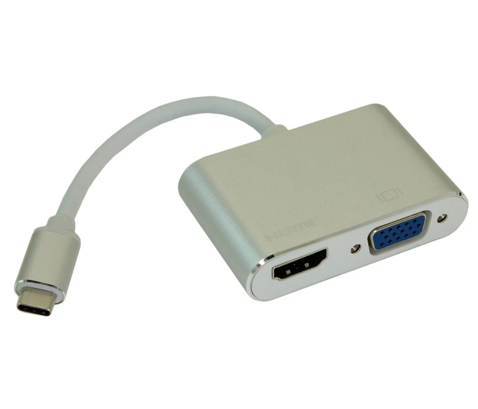 USB 3 Type C Male to HDMI 4K@30Hz VGA (Mirror or Desktop) Adapter Cable - Image 1 of 1