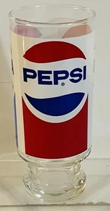 Vintage 1970 Pepsi Cola 12 oz Multicolor Pedestal Foot Drinking Glass Tumbler - Picture 1 of 5