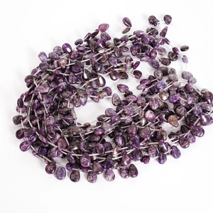 Perline pietre preziose a goccia viola liscio AAA lepidolite 13X10X5MM filo pieno 15" - Foto 1 di 3