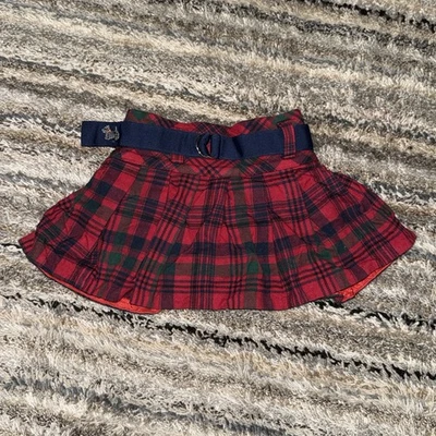 Falda Ralph Lauren Vintage a Cuadros con Cinturón Rojo Scotty Dog 4t Foto 1 de 4