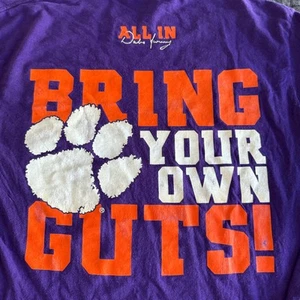 Gildan NCAA Clemson Tigers Bring Your Own Guts! Purple Long Sleeve Shirt Mens M - Picture 1 of 8