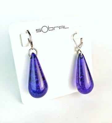 Sobral Atelie Milene Blue Metalique Artist Made Dangle Earrings - Image 1 of 4