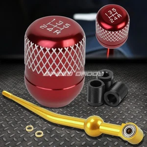 GOLD ALUMINUM SINGLE BEND SHORT SHIFTER+RED 5-SPEED NETTED KNOB FOR EK/EJ/EG/DC - Picture 1 of 9