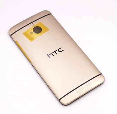 Original HTC M7 801e Housing Back Cover Battery Door Buttons NFC Antenna Gold - Image 1 of 4
