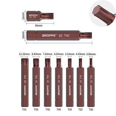 Torx Screwdriver Bits T20 T25 T30 T40 T45 T50 T55 Impact Socket Driver Bits - Image 1 of 4
