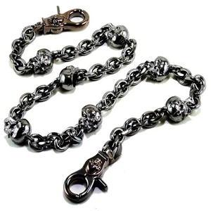 Multi Skull Connect EMO Biker Trucker Key Jean Wallet Chain (26.5") BLK CS80BLK - Picture 1 of 7