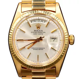 Herren Rolex Day-Date President Massiv 18K Gelbgold Uhr Silber Zifferblatt 1803 - Bild 1 von 8