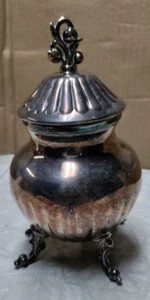 VINTAGE SILVERPLATED LIDDED CANISTER URN CANDY DISH COFFEE TEA TOBACCO CONTAINER - Bild 1 von 9