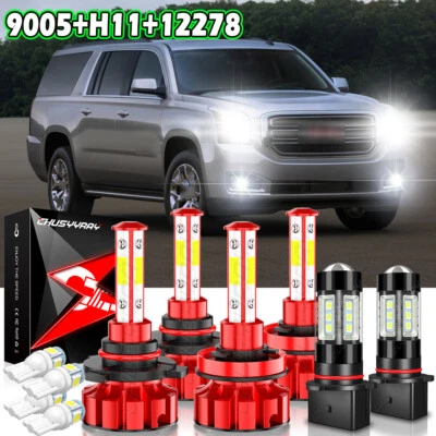 Комбинированные светодиодные фары дальнего и ближнего света для GMC YUKON XL 2015-2019 + противотуманные лампы - Изображение 1 из 4