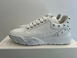 Alexander McQueen Women Court Studded Sneaker White Silver EU 40 US 10 - Picture 1 of 8