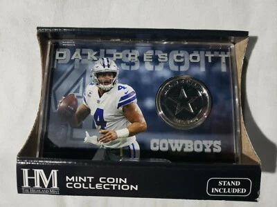Dak Prescott Highland Mint Card/Silver Plated Coin Limited Edition /5000 Dallas  - Image 1 of 4