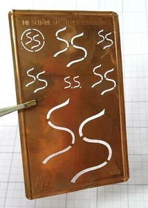 SS S S monogram stencil embroidery antique LARGE copper metal initials letters - Picture 1 of 3