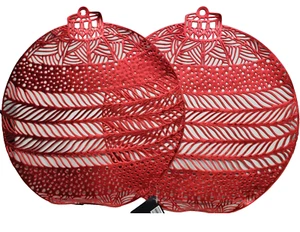 Set 2 Tovagliette Vinile Stessa Cucina (15"x15,9") ROSSO ALBERO DI NATALE ORNAMENTO, HL - Foto 1 di 12