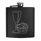 6oz (170ml) 'Wine Glass & Cupcake' Pocket Hip Flask (HP00009893)