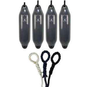 4 x HURRICANE Bootsfender: grau PM02 - FREE SPLICED END 10MM SEIL - Bild 1 von 2