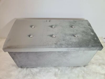 Ottoman Storage Box Foot Stool velvet Folding Seat Toys Holder Chair Pouffe Shoe - Image 1 of 3