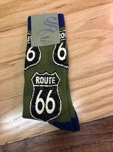 NWT Sock Smith Route 66 Crew Socks ( Green And Black ) Seamless Toe . 10-13 Size - Picture 1 of 2