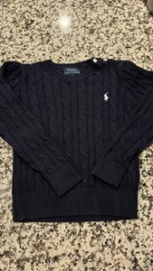 Polo Ralph Lauren Girls 6 Cable Knit Navy Sweater Long Sleeve - Picture 1 of 3