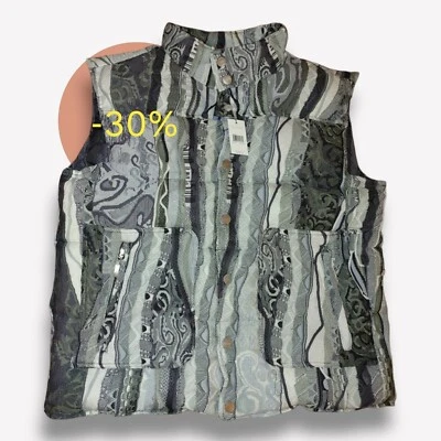 Mens COOGI Puffer vest 3XL bubble down Jacket Coat Knit Sweater grey black white - Image 1 of 4