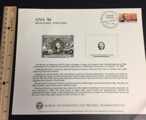 BEP, ANA '86 Souvenirkarte 5c Bruchwährung - Bild 1 von 2