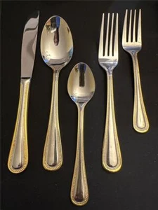 Wallace Royal Bead Gold/Silver Open Stock Flatware Sold in Sets of 4 - Picture 1 of 19