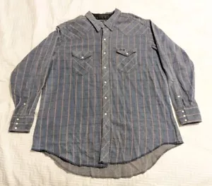 Vintage Wrangler Shirt Mens Pearl Snap Extra Long Tail Shirt Flannel19x35 - Picture 1 of 7