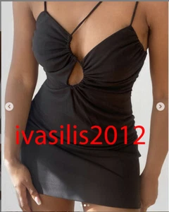 ZARA NEW WOMAN SHORT STRAPPY ASYMMETRIC DRAPED DRESS BLACK XS-XXL 8338/344 - Picture 1 of 4