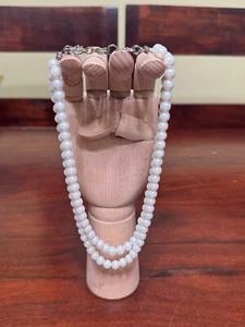 DOUBLE STRAND VINTAGE WOMENS HIGH FASHION PEARL NECKLACE - Picture 1 of 5