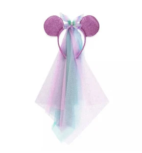 Disney Parks Minnie Ohren Fee Flügel Stirnband glitzernd rosa lila Tüll Schleier Neu mit Etikett - Bild 1 von 5