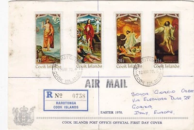 COOK ISLANDS  (Z354) 1970 registered letter st. f. d. c. to ITALY - Image 1 of 2