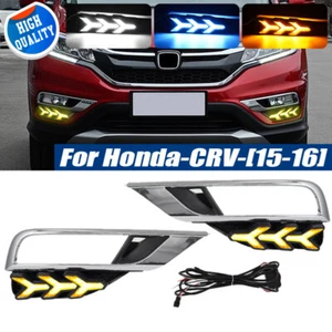 3 Color LED DRL Front Bumper Fog Light Lamps Steering For Honda CRV 2015-2016 - Bild 1 von 12